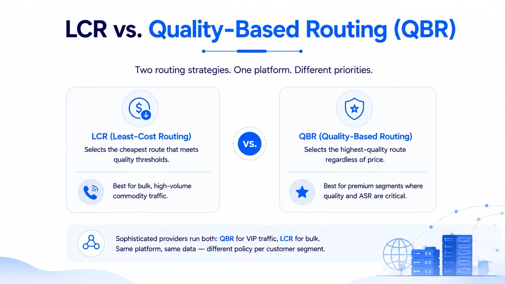 LCR vs. quality-based routing (QBR)