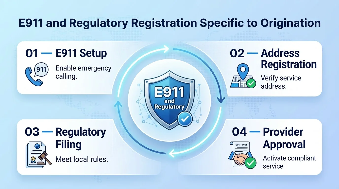 E911 and Regulatory Registration Specific to Origination